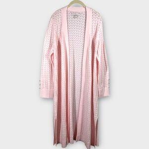 Rachel Parcell Cardigan Sweater Women's XL Pink‎ Longline Duster Cottagecore